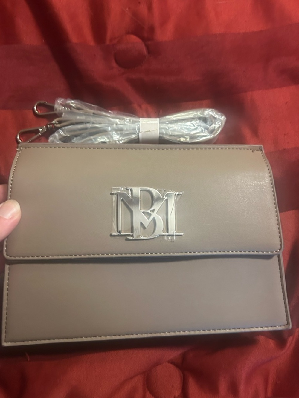 Badgley Mischka Taupe Crossbody with Silver Hardware